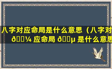 八字对应命局是什么意思（八字对 🐼 应命局 🌵 是什么意思啊）